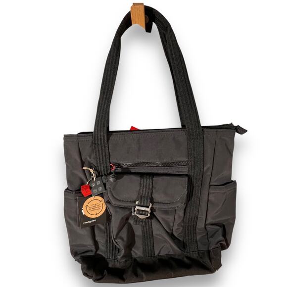 Hedgren Ramble Black RFID Nylon Laptop Tote Bag Sustainable Travel Work - Picture 3 of 9